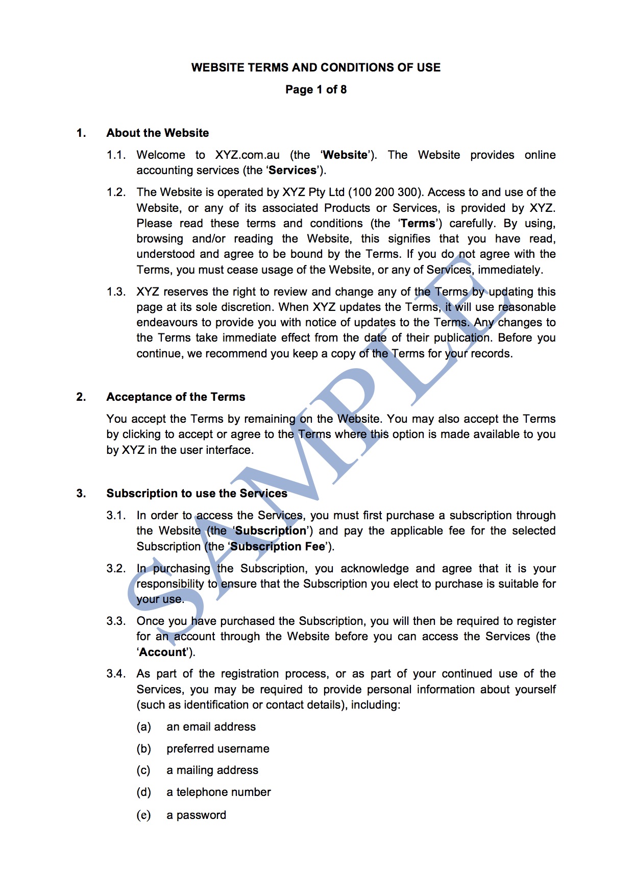 Website Terms and Conditions of Use (Services) - Free Template | Sample ...